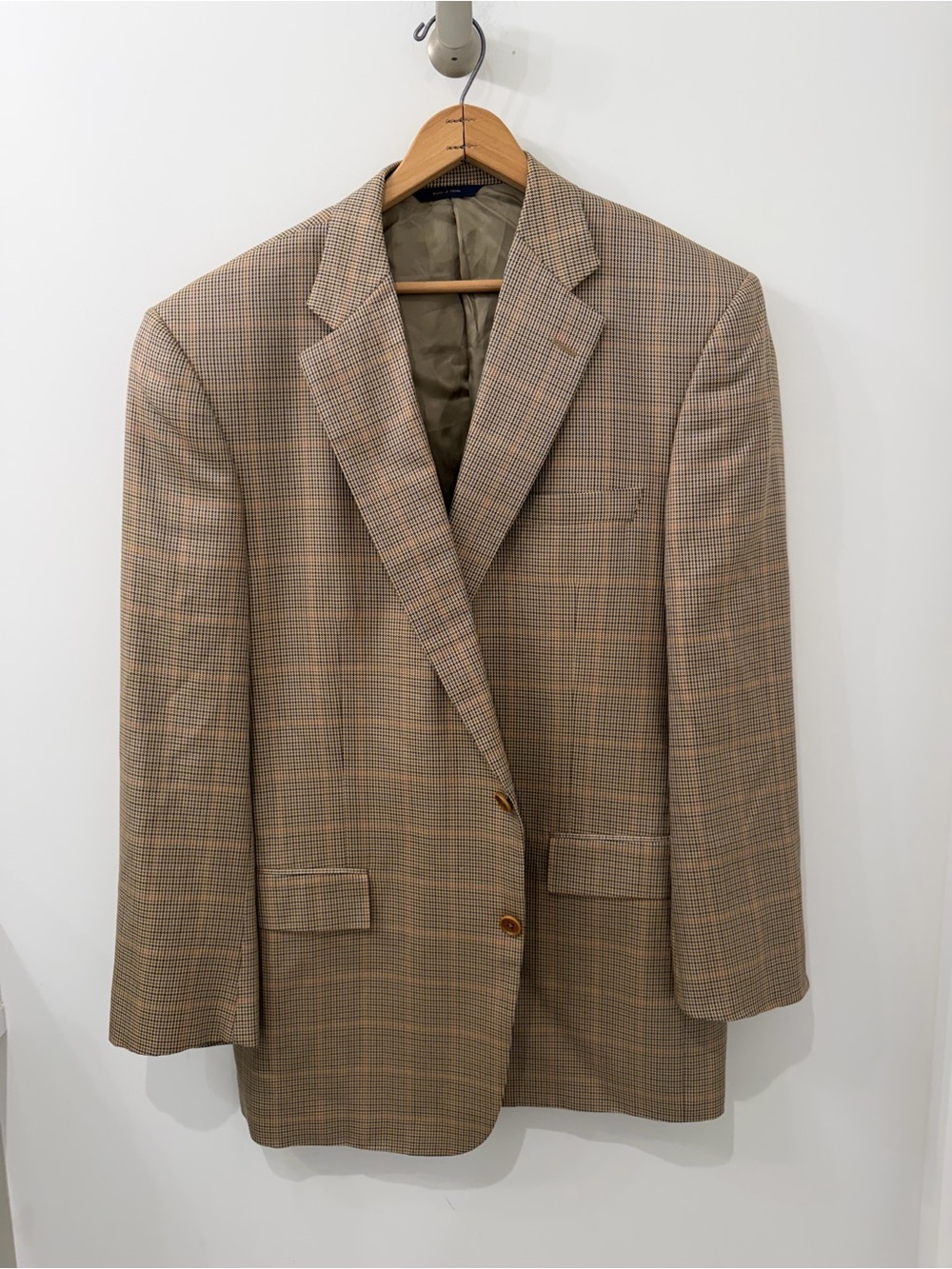 Brooks Brothers Regent Ethomas Silk and Wool Brown Houndstooth Check Blazer